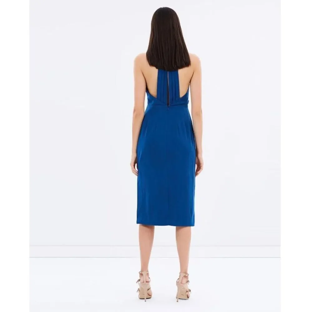 KEEPSAKE the Label Escape cowl neck pencil dress blue size S wedding party